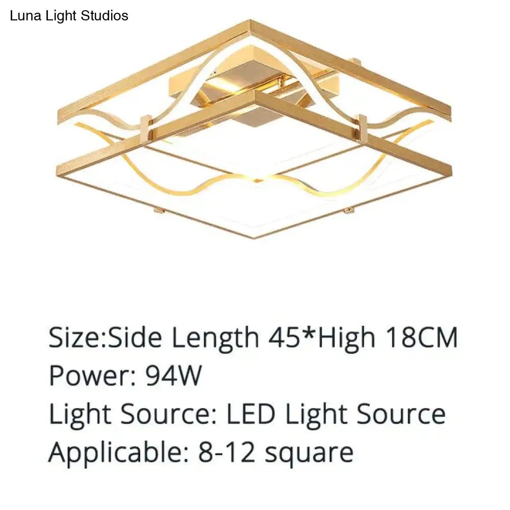 Led Ceiling Lights Gold Body Round/Square For Bedroom Support Remote Control Led Lamps / Square