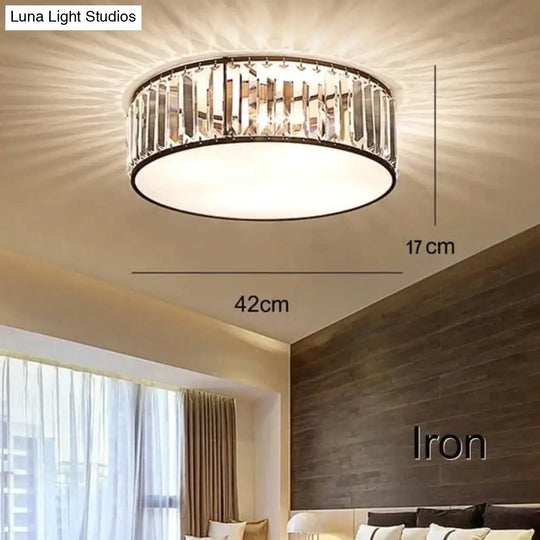 Led Ceiling Lights With K9 Crystal Modern Round Lamp Hardware Bedroom Luminaire Black Dining