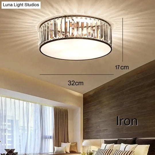 Led Ceiling Lights With K9 Crystal Modern Round Lamp Hardware Bedroom Luminaire Black Dining