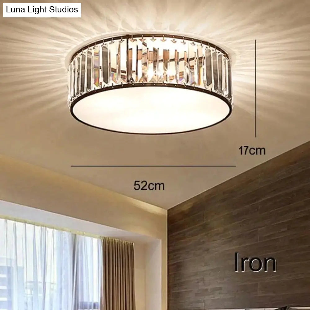 Led Ceiling Lights With K9 Crystal Modern Round Lamp Hardware Bedroom Luminaire Black Dining