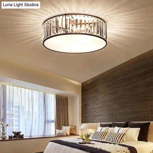 Led Ceiling Lights With K9 Crystal Modern Round Lamp Hardware Bedroom Luminaire Black Dining