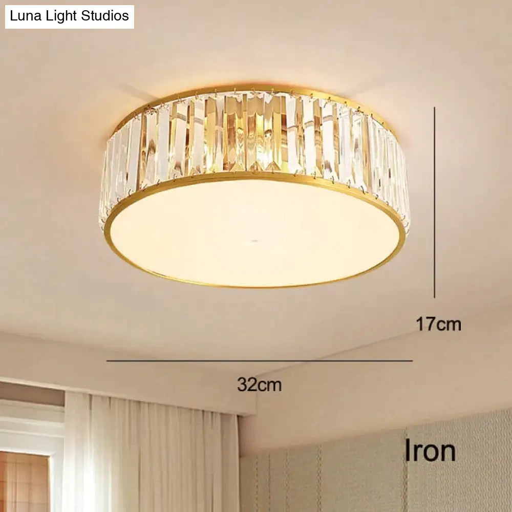 Led Ceiling Lights With K9 Crystal Modern Round Lamp Hardware Bedroom Luminaire Black Dining