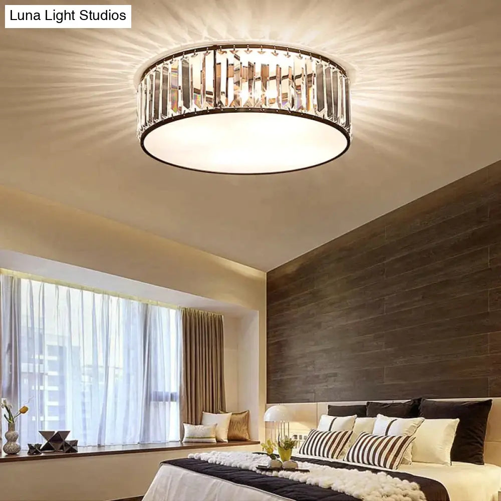 Led Ceiling Lights With K9 Crystal Modern Round Lamp Hardware Bedroom Luminaire Black Dining