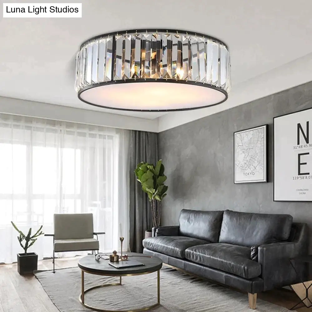 Led Ceiling Lights With K9 Crystal Modern Round Lamp Hardware Bedroom Luminaire Black Dining