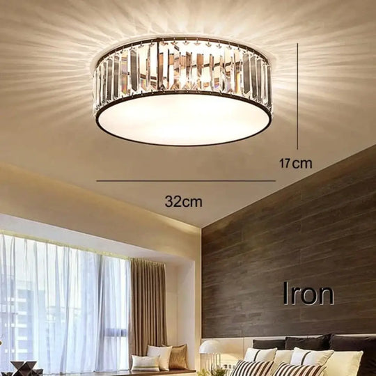 Led Ceiling Lights With K9 Crystal Modern Round Lamp Hardware Bedroom Luminaire Black Dining