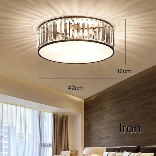 Led Ceiling Lights With K9 Crystal Modern Round Lamp Hardware Bedroom Luminaire Black Dining