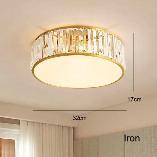 Led Ceiling Lights With K9 Crystal Modern Round Lamp Hardware Bedroom Luminaire Black Dining