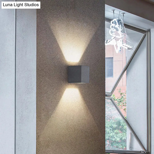 Led Cement Wall Sconce - Simple Rectangle Shape For Corridors