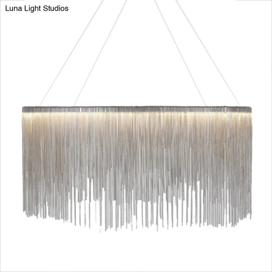 Led Chain Fringe Chandelier - Modern Metal Pendant Light For Living Room