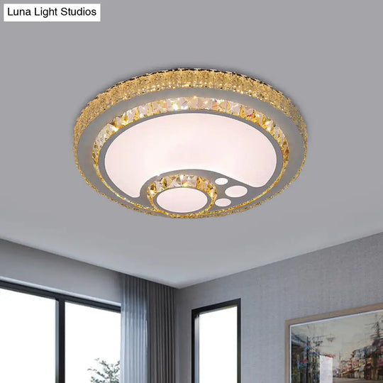 Led Chrome Flush Mount Crystal Block Ceiling Light Fixture - Simple & Elegant Design