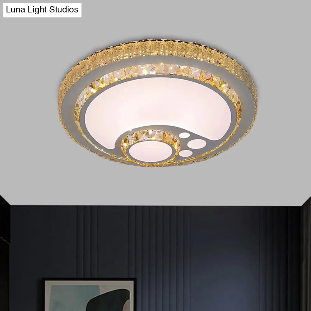 Led Chrome Flush Mount Crystal Block Ceiling Light Fixture - Simple & Elegant Design