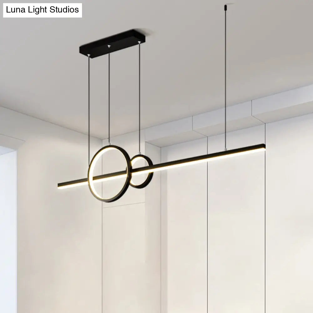 Led Circle And Line Suspension Lamp For Restaurants - Simple Stylish Metal Light Fixture