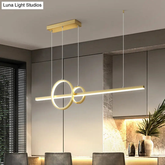 Led Circle And Line Suspension Lamp For Restaurants - Simple Stylish Metal Light Fixture