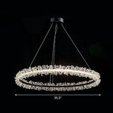 Led Circle Chandelier With Crystal Beads - Elegant Living Room Pendant Light Black / 35.5’