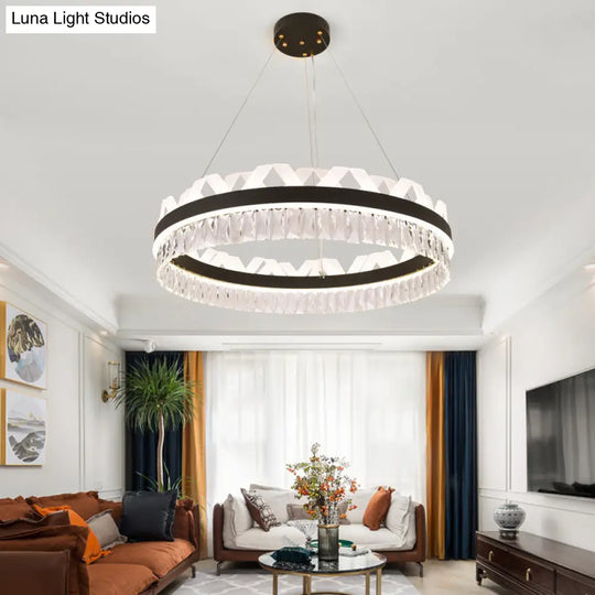 Led Circle Living Room Chandelier Pendant Light Fixture In Gold/Black