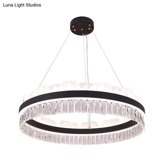 Led Circle Living Room Chandelier Pendant Light Fixture In Gold/Black