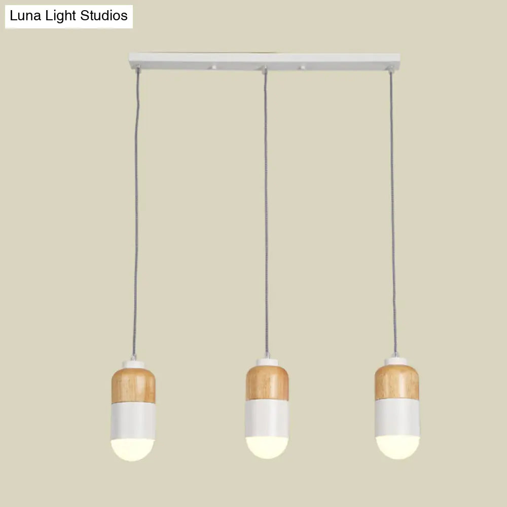 Modern Led Cluster Pendant Light: Metal With White And Wood Accents - Ideal For Dining Table