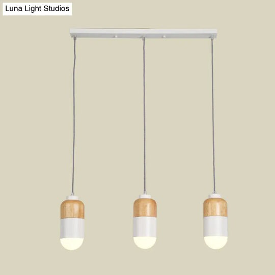 Modern Led Cluster Pendant Light: Metal With White And Wood Accents - Ideal For Dining Table