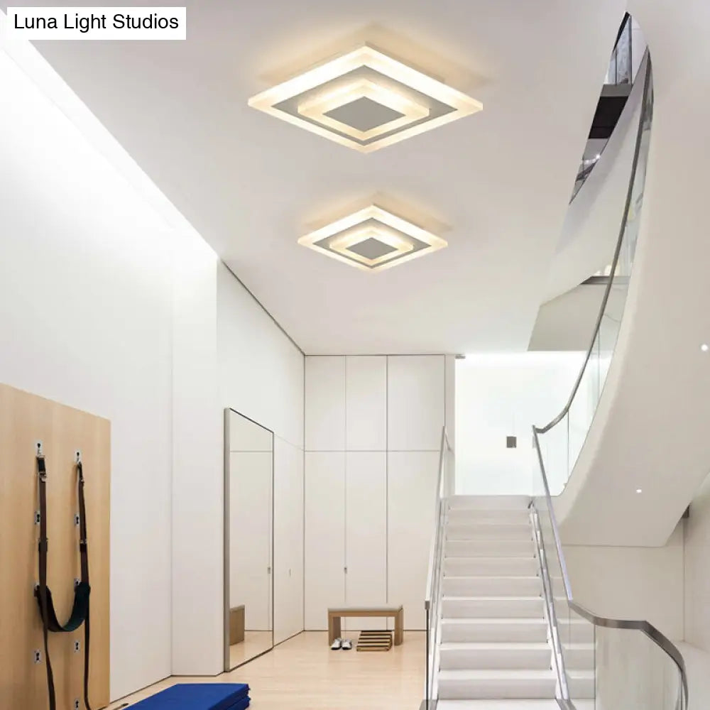 Led Corridor Ceiling Lamp - Modern Flushmount Lighting In White/Coffee With Warm/White/Natural Light