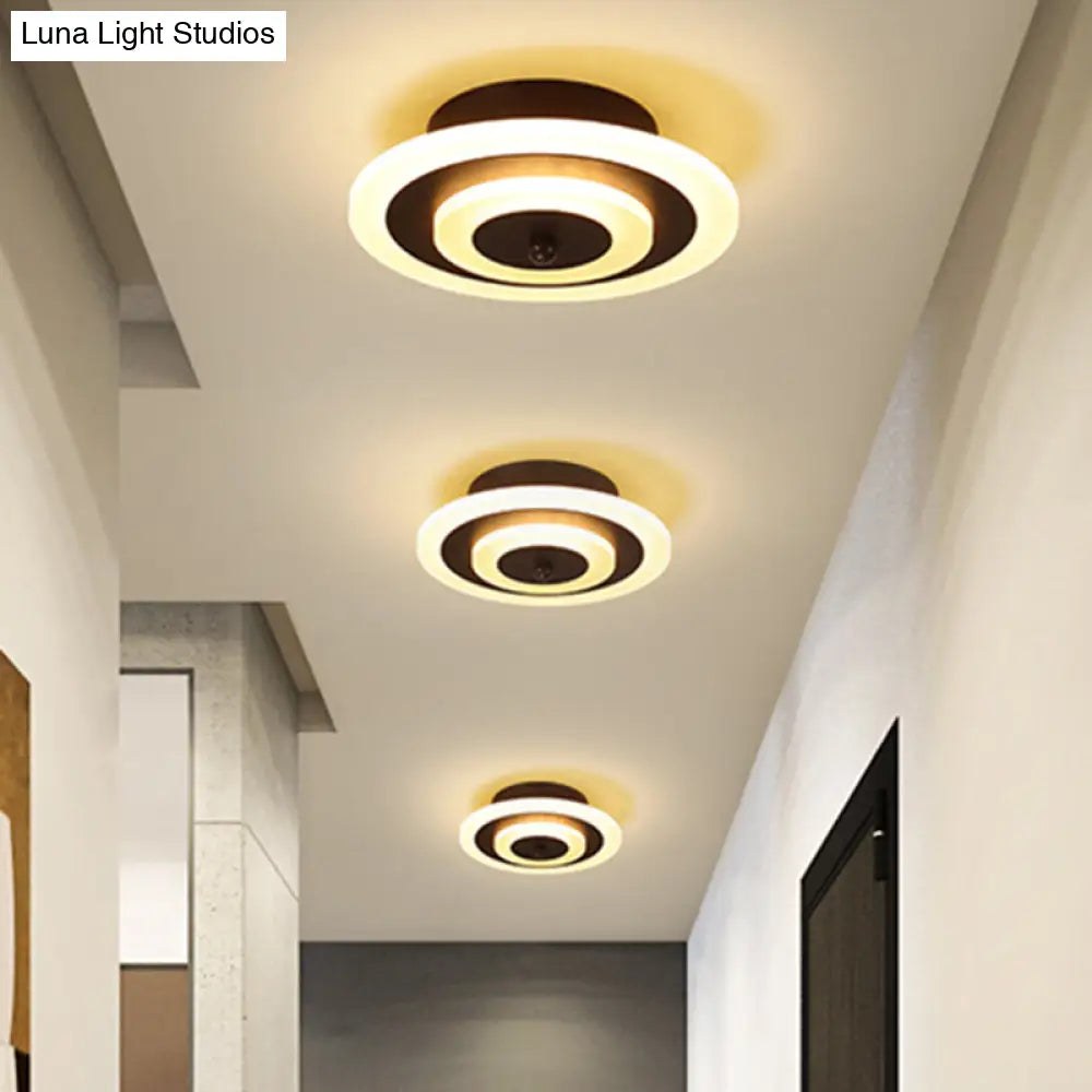 Led Corridor Ceiling Lamp - Modern Flushmount Lighting In White/Coffee With Warm/White/Natural