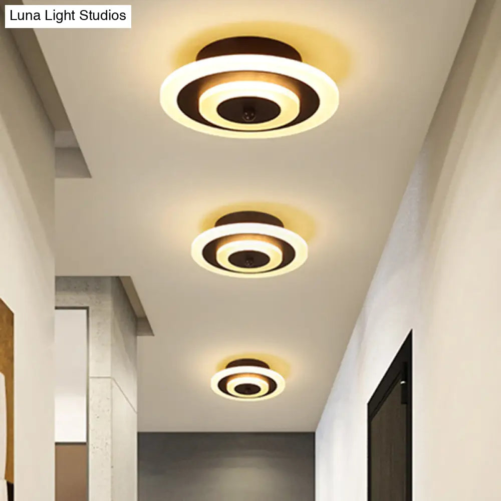 Led Corridor Ceiling Lamp - Modern Flushmount Lighting In White/Coffee With Warm/White/Natural Light