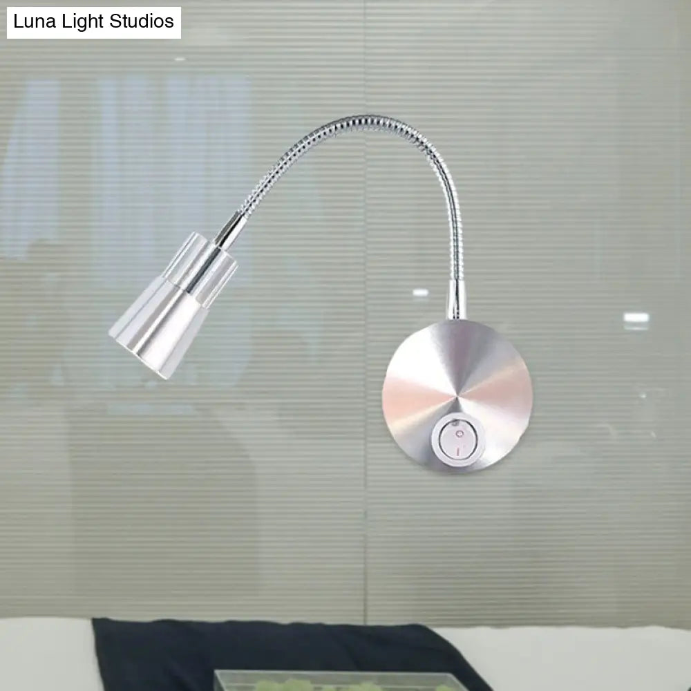 Led Corridor Reading Wall Light With Mini Metal Shade - Warm/White Lighting Sconce Lamp In Chrome