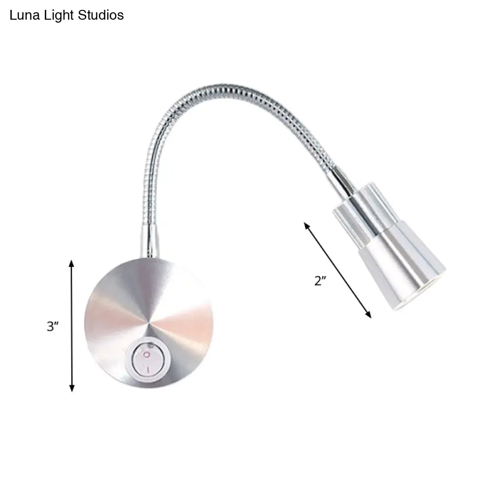 Led Corridor Reading Wall Light With Mini Metal Shade - Warm/White Lighting Sconce Lamp In Chrome