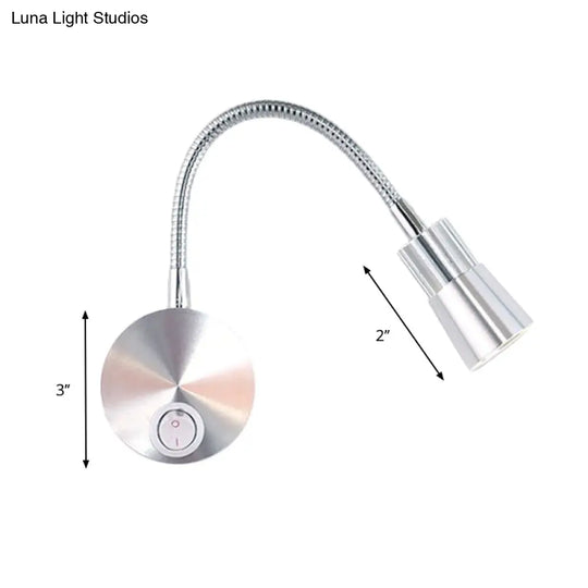 Led Corridor Reading Wall Light With Mini Metal Shade - Warm/White Lighting Sconce Lamp In Chrome