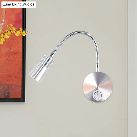 Led Corridor Reading Wall Light With Mini Metal Shade - Warm/White Lighting Sconce Lamp In Chrome