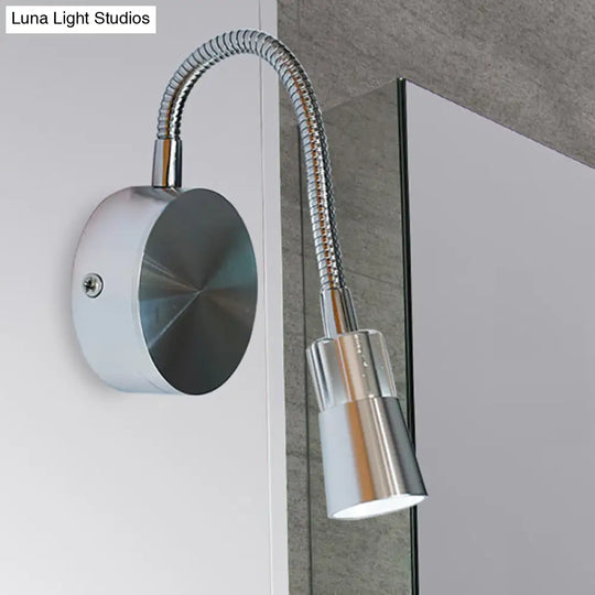 Led Corridor Reading Wall Light With Mini Metal Shade - Warm/White Lighting Sconce Lamp In Chrome