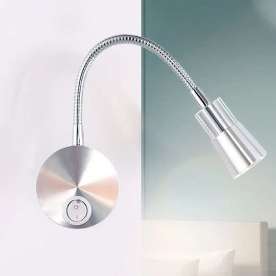 Led Corridor Reading Wall Light With Mini Metal Shade - Warm/White Lighting Sconce Lamp In Chrome /