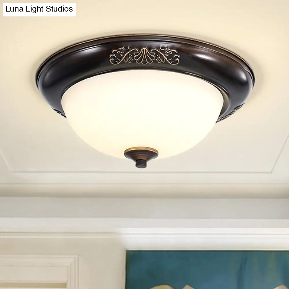 Led Countryside Flush Mount Black Opal Glass Ceiling Fixture Various Sizes Available
