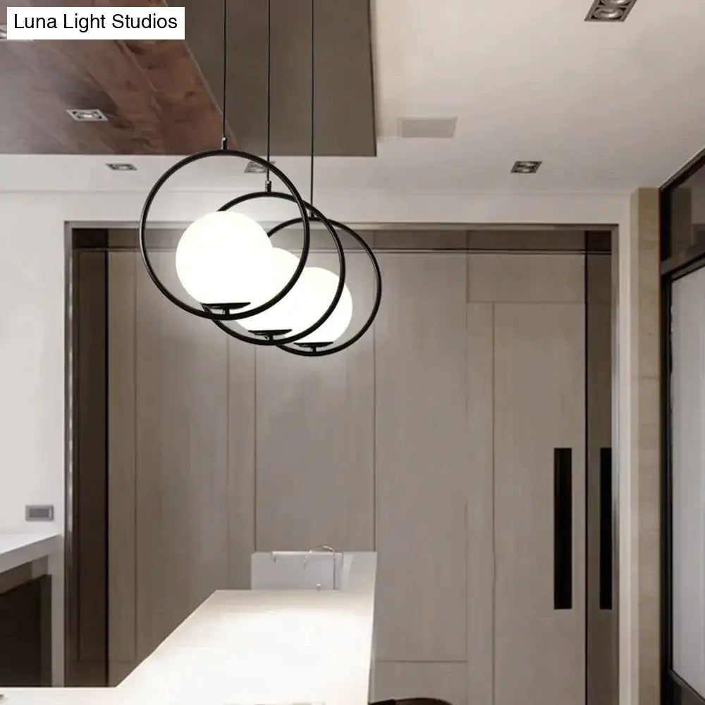 Led Creative Art Glass Ball Pendant Lights Modern Hanging Lamp E27 Black Gold Restaurant Bedroom