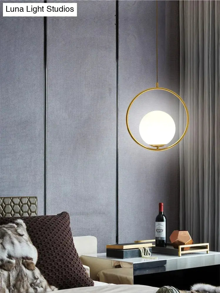 Led Creative Art Glass Ball Pendant Lights Modern Hanging Lamp E27 Black Gold Restaurant Bedroom