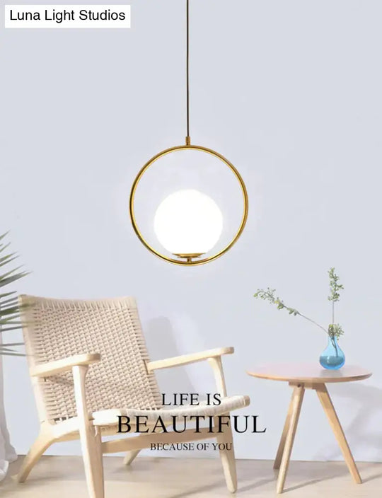 Led Creative Art Glass Ball Pendant Lights Modern Hanging Lamp E27 Black Gold Restaurant Bedroom