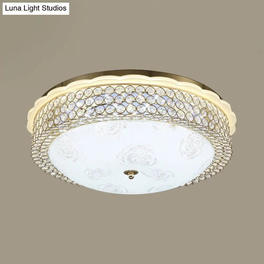 Led Crystal Bead Flushmount Lamp For Foyer - Modernist Circle Design 16’/19.5’ Wide