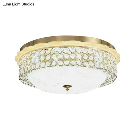 Led Crystal Bead Flushmount Lamp For Foyer - Modernist Circle Design 16’/19.5’ Wide