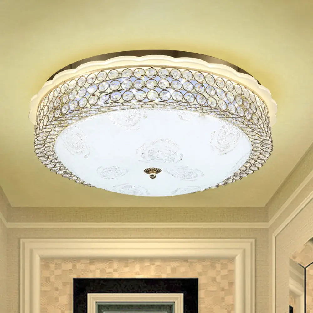 Led Crystal Bead Flushmount Lamp For Foyer - Modernist Circle Design 16’/19.5’ Wide Gold / 19.5’