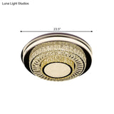 Led Crystal Block Round Flushmount Ceiling Light In Chrome Finish