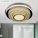 Led Crystal Block Round Flushmount Ceiling Light In Chrome Finish