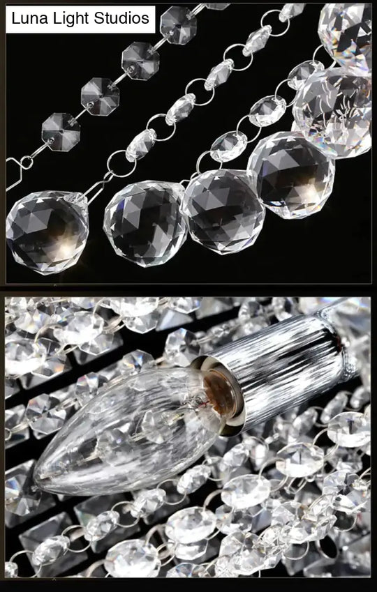 Led Crystal Ceiling Light Chrome Flush Mount Fixture With Raindrop Crystals Modern Ceiling Lighting