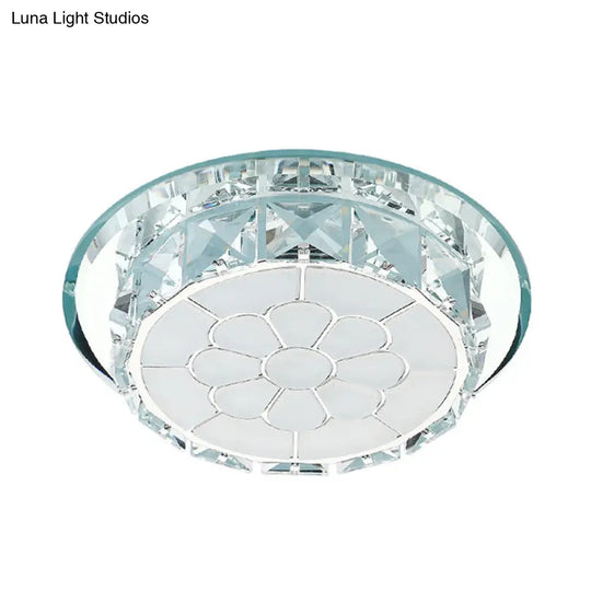 Led Crystal Ceiling Light - Elegant Chrome Floral Design In 3 Options Ideal For Corridors Recessed