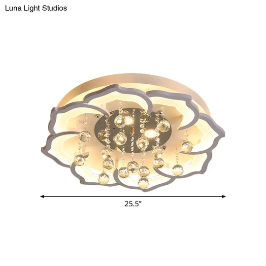 Led Crystal Ceiling Light Fixture - Simple White Flushmount With Acrylic Shade In Warm/White