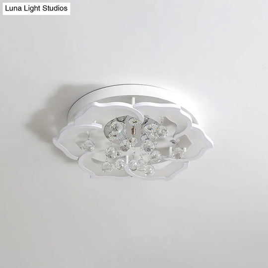 Led Crystal Ceiling Light Fixture - Simple White Flushmount With Acrylic Shade In Warm/White