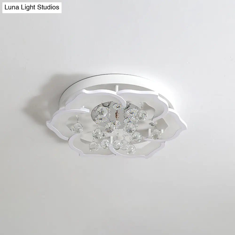 Led Crystal Ceiling Light Fixture - Simple White Flushmount With Acrylic Shade In Warm/White