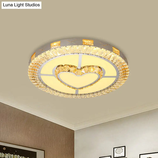 Led Crystal Ceiling Light Flush-Mount Fixture - Modern Chrome With Clear Inlaid Diamond/Flower/Star