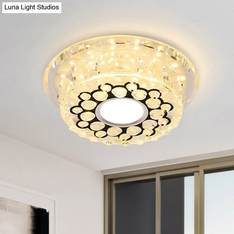 Led Crystal Ceiling Light With Bubble Pattern - Modern Flush Mount Fixture