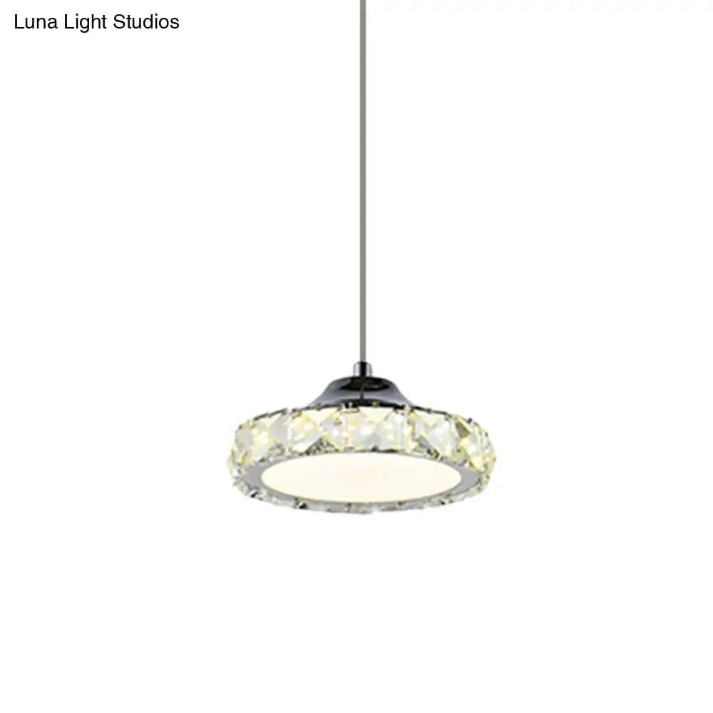 Led Crystal Ceiling Pendant Light In Chrome Finish With Warm/White For Dining Room