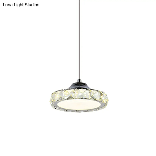 Led Crystal Pendant Light: Simplicity Chrome Dining Room Lamp