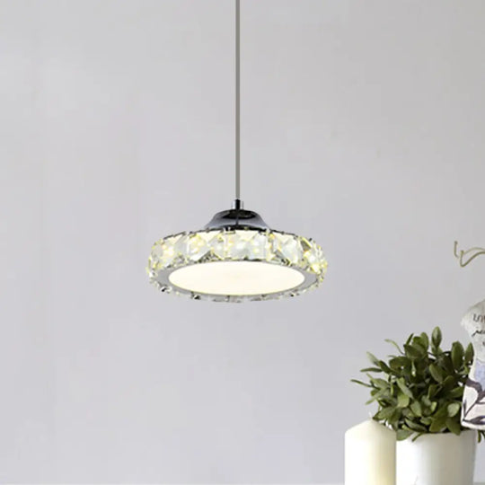 Led Crystal Ceiling Pendant Light In Chrome Finish With Warm/White For Dining Room / Warm